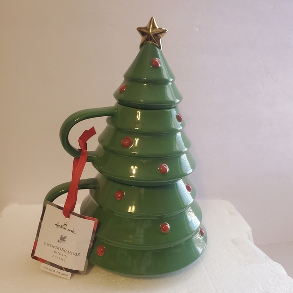 Hallmark  stacking mugs with lid.  NWT. Christmas tree. - Picture 1 of 7